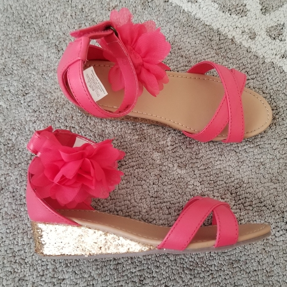 Gymboree Flower Glitter Wedge Sandals Size 1 - Picture 6 of 8